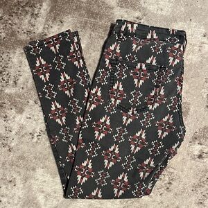 Tribal Print Black and Red Skinny Pants